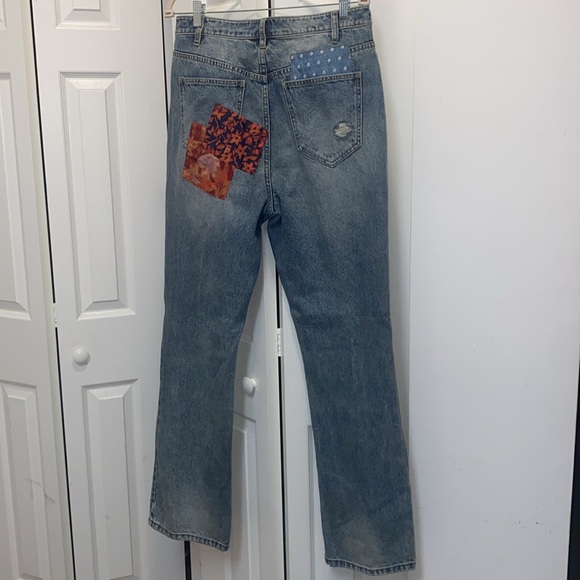 FREE PEOPLE Patchwork Jeans Size 31" We the Free" Balladonna High Rise Bootcut - Picture 11 of 12
